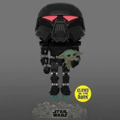 Funko Star Wars: The Mandalorian Dark Trooper W/Grogu Glow In The Dark Pop! Vinyl Figure Exclusive 10 Funko Star Wars: The Mandalorian Dark Trooper W/Grogu Glow In The Dark Pop! Vinyl Figure Exclusive